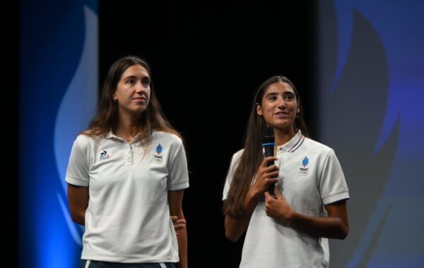 Aline Chamereau et Clémence Vieira lors de la conférence de presse de début de Jeux olympiques de Paris 2024 @CNOSF/KMSP