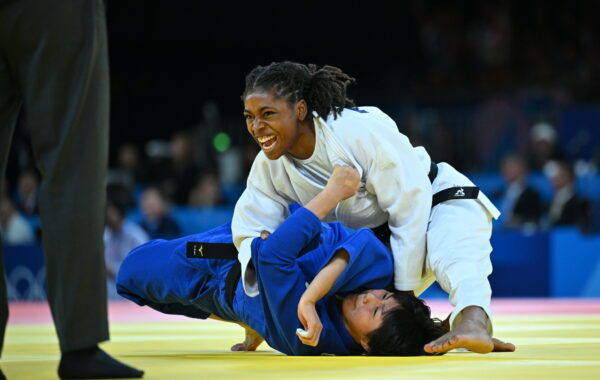 Sarah-Léonie Cysique face à la Japonaise en quart de finale des JO de Paris 2024. @Cnosf/Kmsp