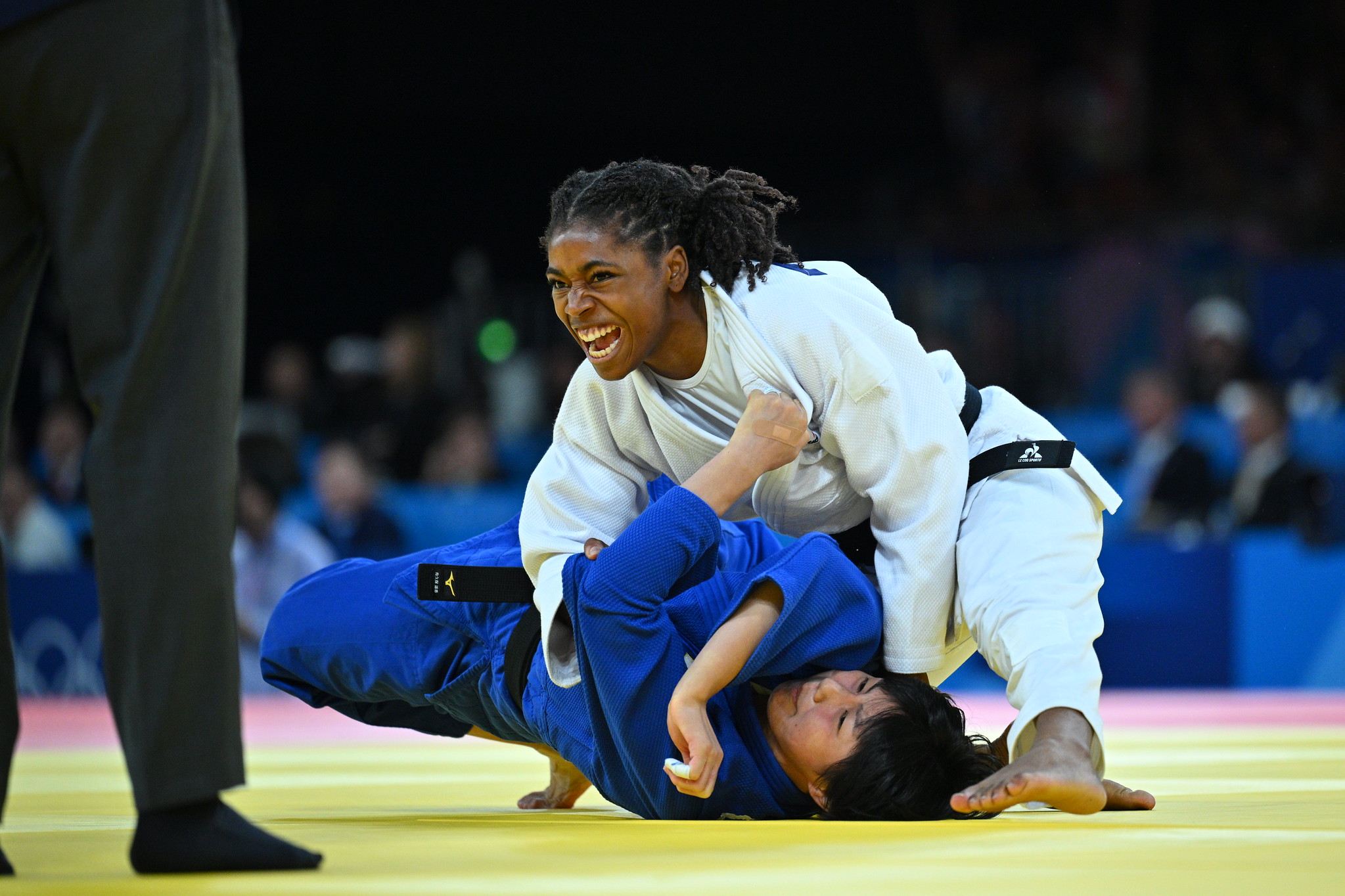 Sarah-Léonie Cysique face à la Japonaise en quart de finale des JO de Paris 2024. @Cnosf/Kmsp