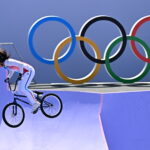 Laury Perez fait ses débuts dans la compétition de BMX freestyle des Jeux de Paris 2024. @Cnosf/Kmsp