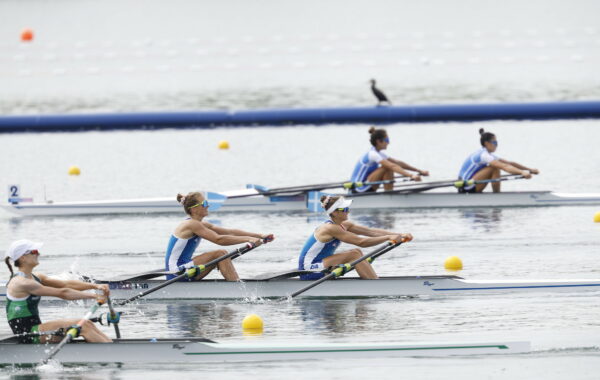 Claire Bové et Laura Tarantola terminent qutrième des JO des demi-finale de Paris 2024. @CNOSF/KMSP