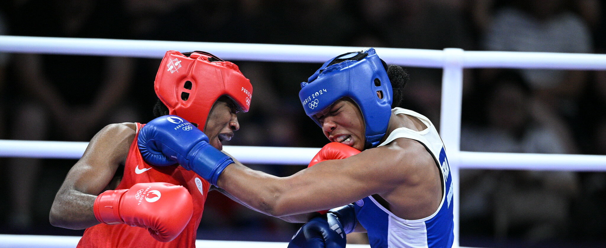 Davina Michel et Cindy Ngamba ont combattu lors des quarts de finale des JO de Paris 2024. CNOSF/KMSP