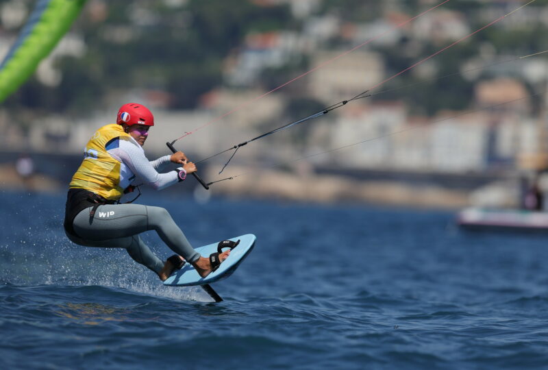 Lauriane Nolot lors du premier jour de compétition du kitefoil des JO de Paris 2024;. ©️ CNOSF/KMSP