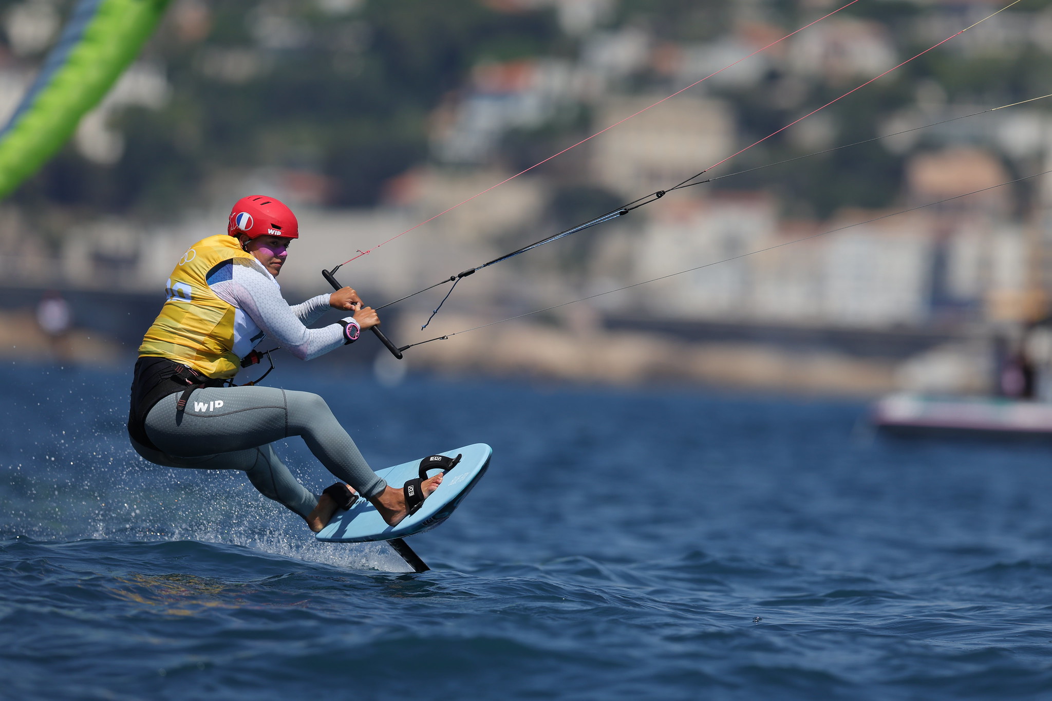 Lauriane Nolot lors du premier jour de compétition du kitefoil des JO de Paris 2024;. ©️ CNOSF/KMSP