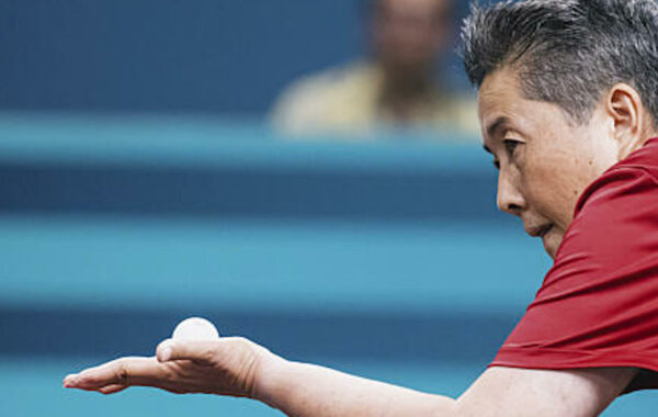 Lucas Didier (FRA) and Thu Kamkasomphou (FRA) compete in Para Table Tennis Mixed doubles XD17 during the Paralympic Games Paris 2024, at South Paris Arena 4, in Paris, France, on August 29, 2024, Photo Vincent Curutchet / KMSP || 001767_0046 SPORT GAMES JEUX PARIS 2024 TENNIS DE TABLE PARALYMPICS 2024 PARA