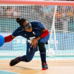 Gwendoline Matos (FRA) competes in Goalball Women's Preliminary Round Pool D match between Canada and France during the Paralympic Games Paris 2024, at South Paris Arena 6, in Paris, France, on August 29, 2024, Photo Yonathan Kellerman / KMSP || 001761_0071 SPORT FEMMES GAMES JEUX PARIS 2024 PARALYMPICS 2024