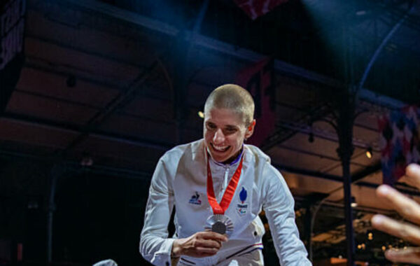 Marie Patouillet (FRA) wins the Silver Medal in Women's Para Track Cycling C4-5 500m Time Trial and attends the Medal Party during the Paralympic Games Paris 2024, at Club France, La Grande Halle de la Villette, in Paris, France, on August 29, 2024, Photo Didier Echelard / KMSP || 001764_0017 SPORT MEDAL CELEBRATION GAMES JEUX PARIS 2024 PARALYMPICS 2024