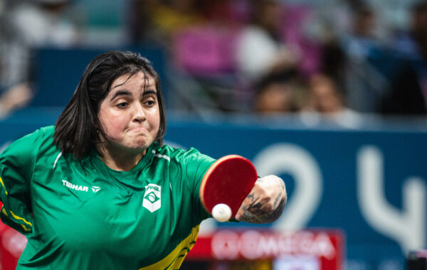 PARIS, IF - 05.08.2024: BRAZIL X KOR WOMEN'S TABLE TENNIS BY T - Table Tennis - Paris 2024 Olympics - Brazil x South Korea in a round of 16 match in the women's team competition, held at Arena Paris Sul 4, in Paris, France, this Monday (05). In the photo, Bruna Alexandre (BRA) (Photo: Luca Castro/Fotoarena) - Photo by Icon Sport