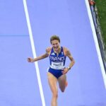 Alice finot lors de la finale du 3000 steeple des JO de Paris 2024. ©️ CNOSF/KMSP