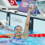 Emeline Pierre (FRA) competes in Para Swimming Women's 100m Freestyle S10 during the Paralympic Games Paris 2024, at Paris La Defense Arena, in Paris, France, on September 01, 2024, Photo Cedric Lecocq / KMSP || 001808_0032 SPORT NATATION GAMES JEUX PARIS 2024 PARALYMPICS 2024 PARA