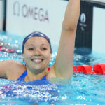 Emeline Pierre (FRA) competes in Para Swimming Women's 100m Freestyle S10 during the Paralympic Games Paris 2024, at Paris La Defense Arena, in Paris, France, on September 01, 2024, Photo Cedric Lecocq / KMSP || 001808_0032 SPORT NATATION GAMES JEUX PARIS 2024 PARALYMPICS 2024 PARA