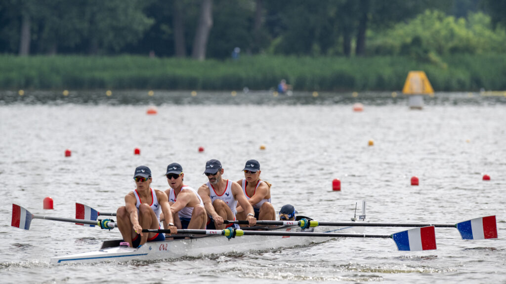 Le quatre de pointe avec barreur lors des Championnats d'Europe. FFAviron/Julia Kowacic