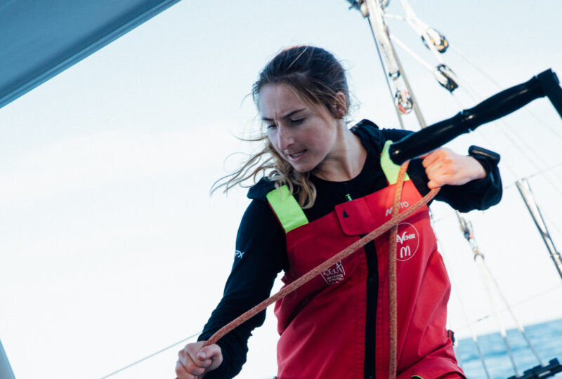 LORIENT, FRANCE - SEPTEMBER 14, 2024 : DeVenir skipper Violette Dorange (FRA) is pictured training on September 14, 2024 off Lorient, France - Photo by Josselin Didou / Qaptur